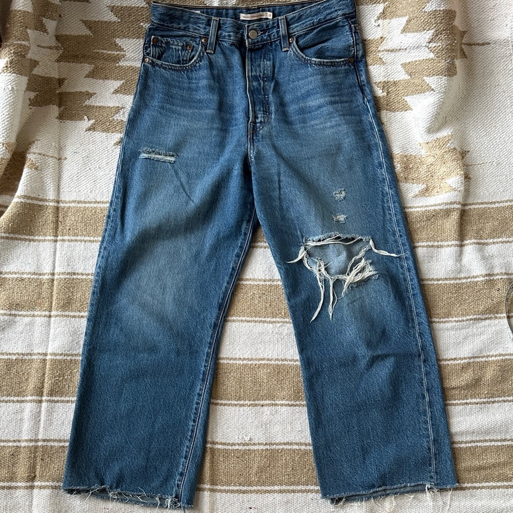 Levi's Women's High Rise Blue Distressed Jeans